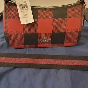 Beautiful Red & Black Checker Coach  shoulder bag